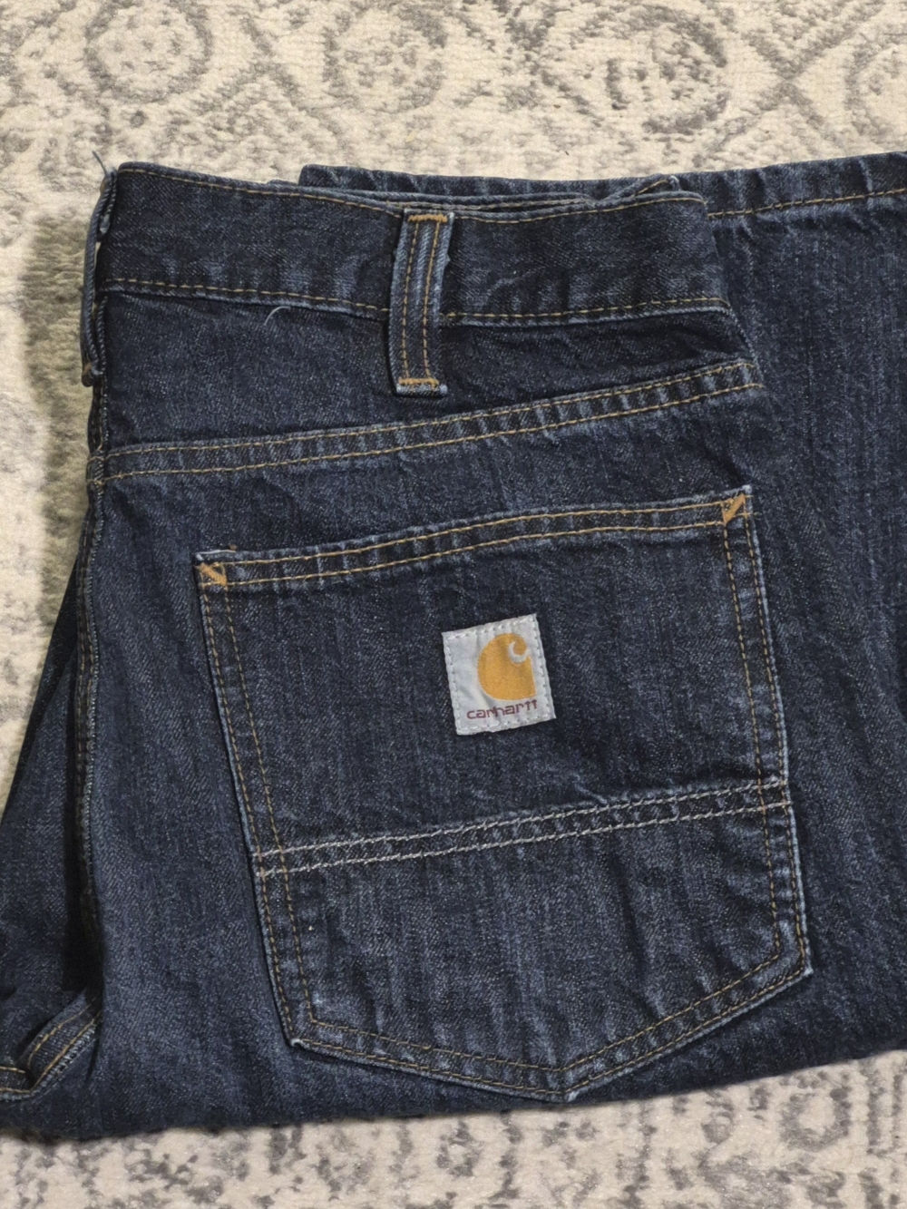 Carhartt Men's Dark Blue Denim Work Jeans